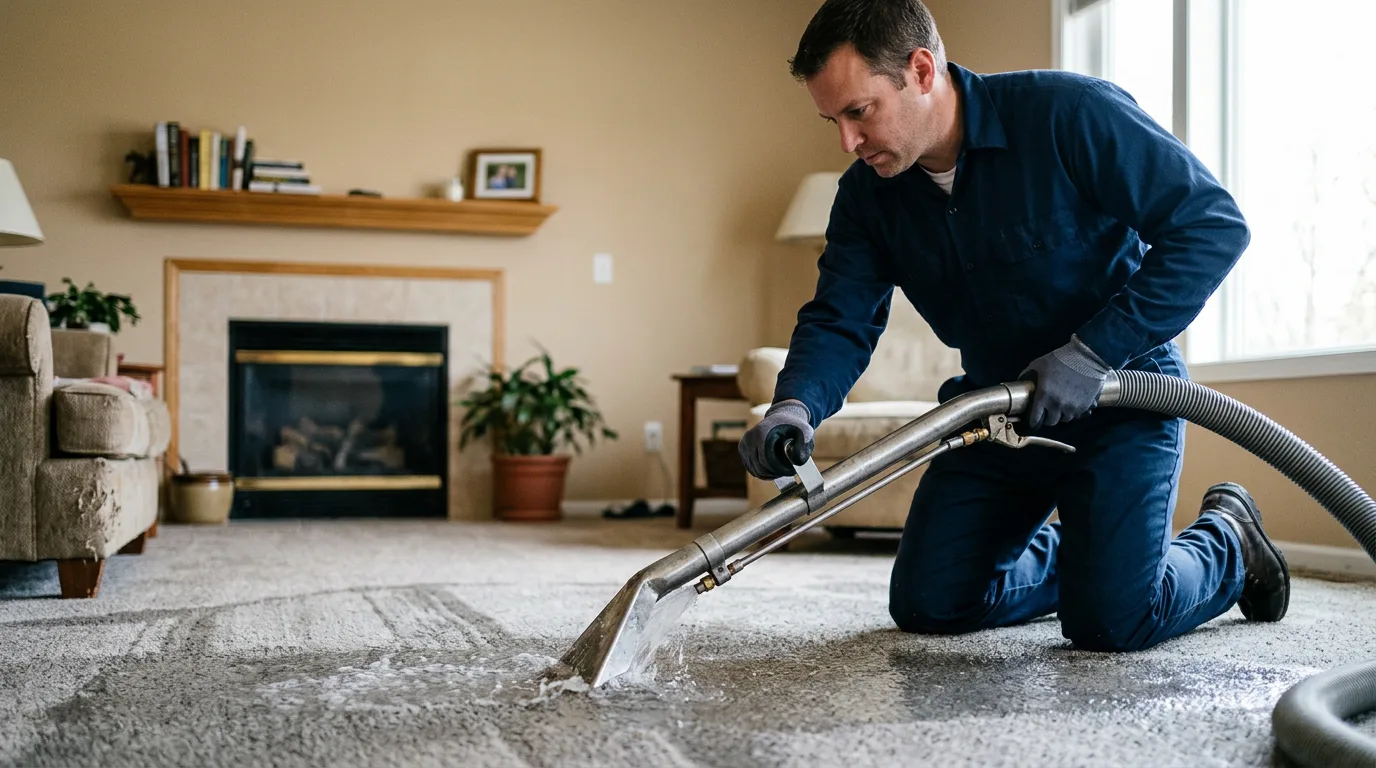 Water damage restoration technician working near Victor, WV